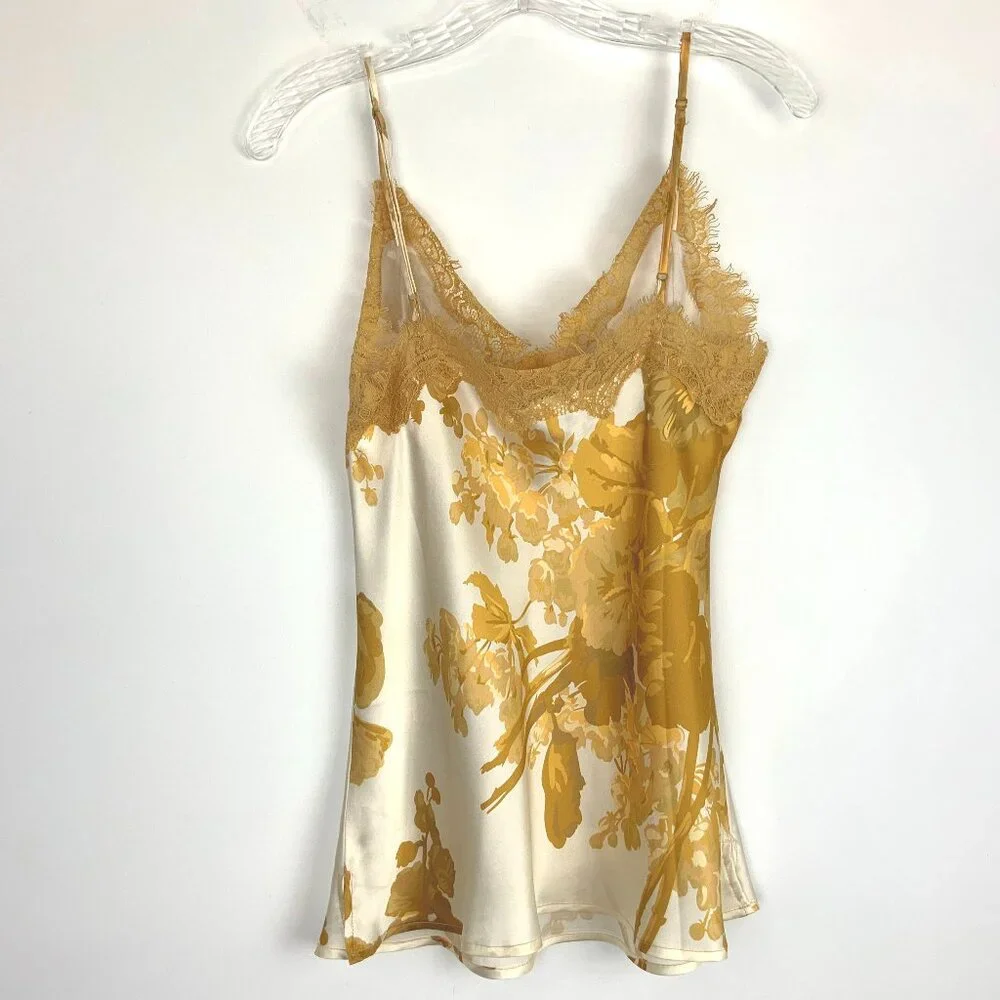 New Gold Hawk Silk Golden Bloom Claire Camisole Top Sz M - Picture 12 of 16
